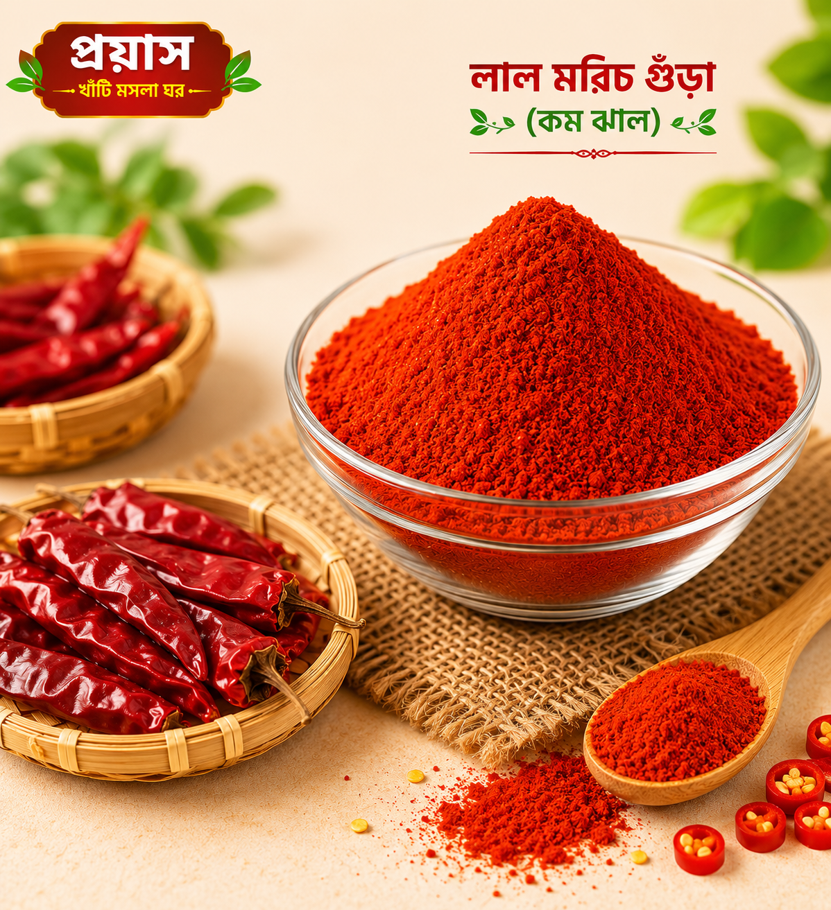 লাল মরিচ গুঁড়া (কম ঝাল)